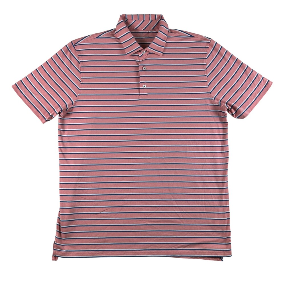 Southern Tide Polo Shirt Mens XL Pink Blue Stripe Golf Performance Stretch Top